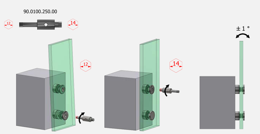 Glass adapter mounting tool model