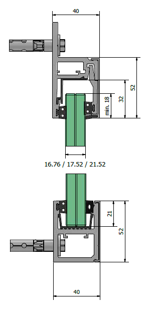 KAZIWALL Glas Profielen Wandmontage