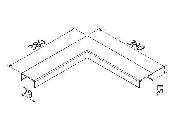 GUARDIAN OF THE UNIVERSE hoek 90° 79x37mm L=380mm, aluminium onbehandeld