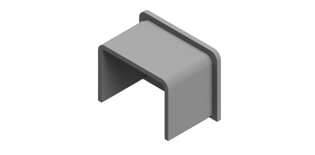 Endkappe flach für U-Profil 40x30x2mm, V2A gebürstet (Modell 2025)