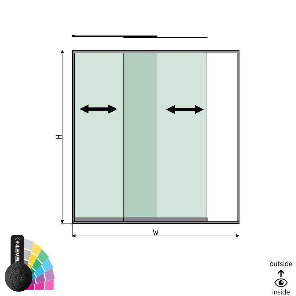 SunView model 1 left opening 2-lanes full height L=xxxxmm (max. 2500mm) H=xxxxmm (max. 2600mm), aluminum RAL structure (excl. locks, drivers and glass)