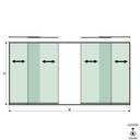 SunView Modell 1 Links/Rechts/Öffnung 2-spurig volle Höhe L=xxxxmm (max. 5000mm) H=xxxxmm (max. 2600mm), Aluminium natur eloxiert (exkl. Schlösser, Mitnehmer und Glas)