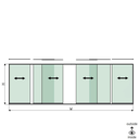 SunView Modell 1 Links/Rechts/Öffnung 3-spurig volle Höhe L=xxxxmm (max. 8000mm) H=xxxxmm (max. 2600mm), Aluminium natur eloxiert (exkl. Schlösser, Mitnehmer und Glas)