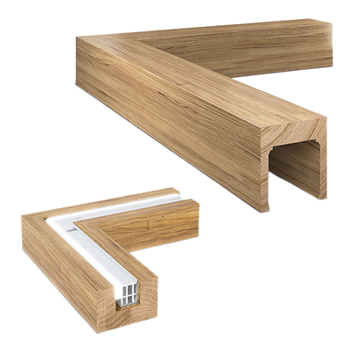 LAZORTRACK outside corner 90° 56x60mm, oak laquered