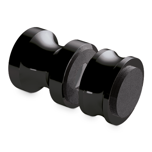 Douche deurknop Ø35mm, 2-zijdig 1-zijde met buffer glas 6-12mm, messing Stealth Black