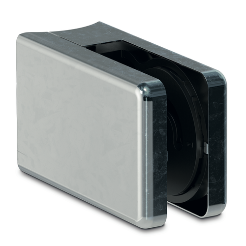 KRONOS square, connection Ø48.3mm glass 8-12.76mm covercaps stainless steel