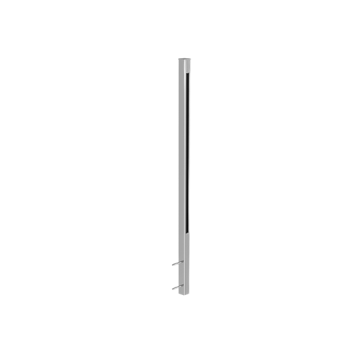 Smooth AR end post square side mount 50x50mm H=1400mm glass 10.76mm, alum. nat. anod.