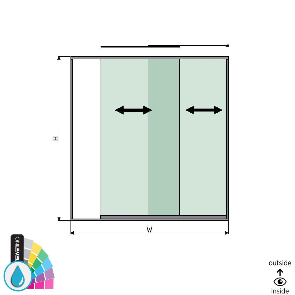 SunView modell 1 høyre åpning 2-felts full høyde L=xxxxmm (max. 2500mm) H=xxxxmm (max. 2600mm), aluminum ARMOR RAL (unntatt låser, drivere og glass)