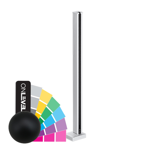 GUARDIAN OF THE UNIVERSE endpost top open 58x58mm H=1100mm glass 10.76mm, aluminum RAL matt