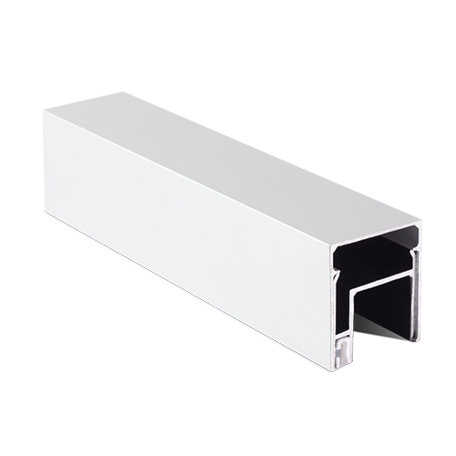 LAZORTRACK complete set 42x48mm glass mounting, glass 12-13.5mm L=5mtr aluminum mill finish