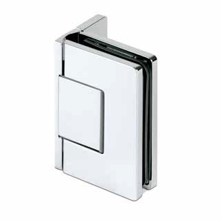 XTREME shower door swing hinge, glass-wall 90° with zero position adjustment for glass 8/10mm, brass chrome plated