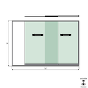 SunView Modell 1 rechte Öffnung 2-spurig halbe Höhe L=xxxxmm (max. 3000mm) H=xxxxmm (max. 1700mm), Aluminium natur eloxiert (exkl. Schlösser, Mitnehmer und Glas)