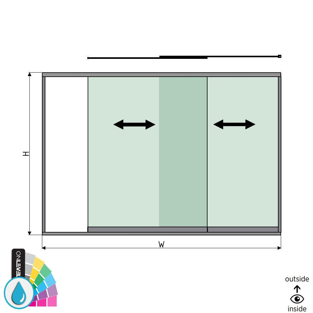 SunView model 1 right opening 2-lanes half height L=xxxxmm (max. 3000mm) H=xxxxmm (max. 1700mm), aluminum ARMOR RAL (excl. locks, drivers and glass)