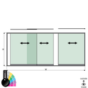 SunView model 1 right opening 3-lanes half height L=xxxxmm (max. 4500mm) H=xxxxmm (max. 1700mm), aluminum RAL shiny (excl. locks, drivers and glass)