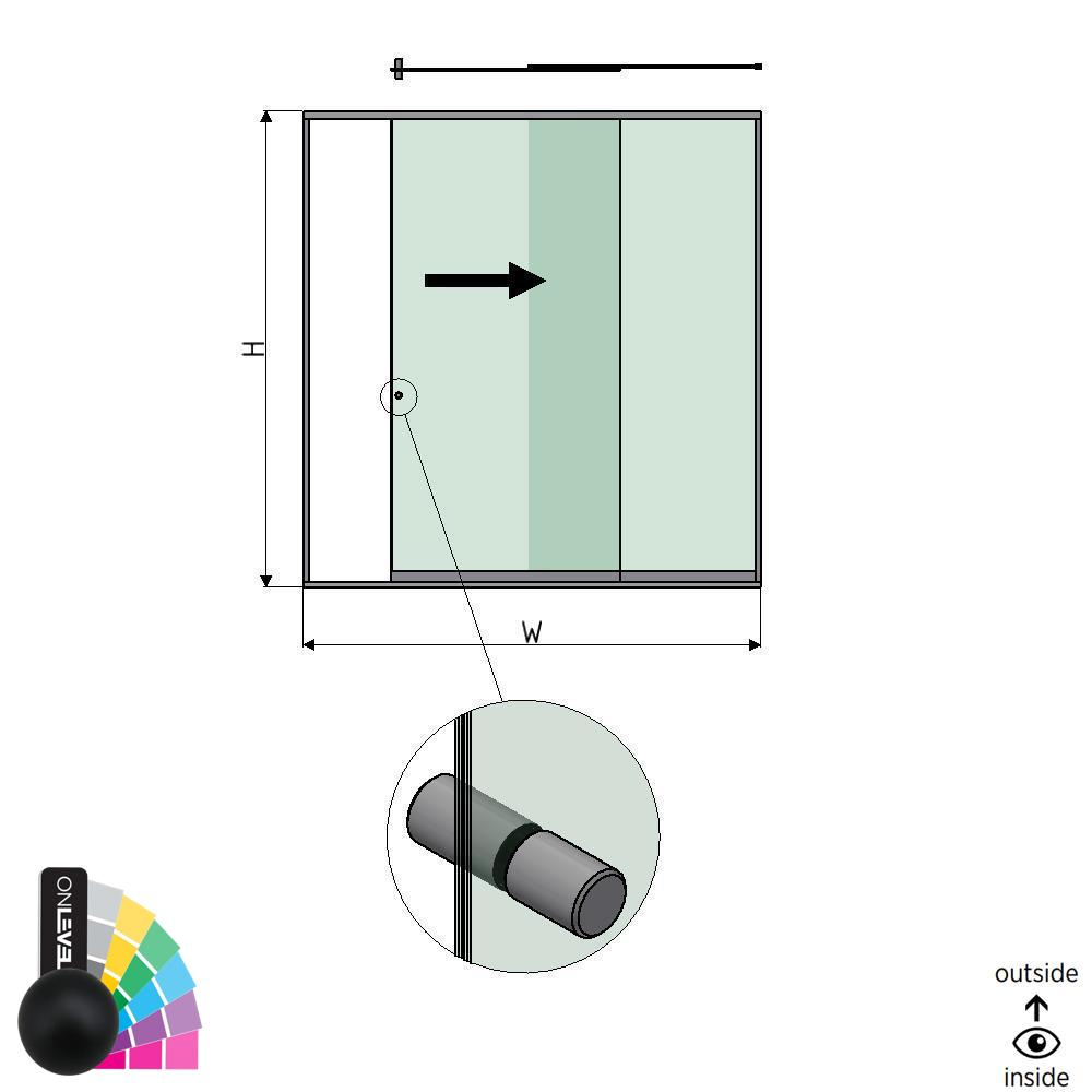 SunView model 2 right opening 2-lanes full height L=xxxxmm (max. 3000mm) H=xxxxmm (max. 2600mm), aluminum RAL matt (incl. stainless steel doorhandle and drivers excl. locks and glass)