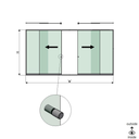 SunView model 2 left/right opening 2-lanes full height L=xxxxmm (max. 6000mm) H=xxxxmm (max. 2600mm), aluminum natural anodized (incl. stainless steel doorhandle and drivers excl. locks and glass)