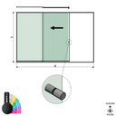 SunView model 2 left opening 3-lanes full height L=xxxxmm (max. 4500mm) H=xxxxmm (max. 2600mm), aluminum RAL structure (incl. stainless steel doorhandle and drivers excl. locks and glass)