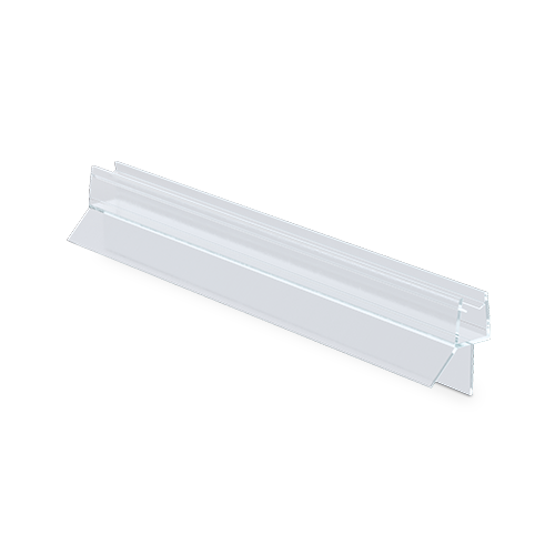 Shower door seal with short sealing lip and water deflector for glass 10mm L=2200mm, plastic transparent