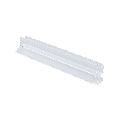 Shower door seal with water deflector and lower bellows for glass 8mm L=2200mm, plastic transparent