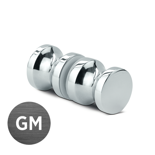 Duschtürknopf Ø35x35mm, 2-seitig Glas 6-12mm, Messing Gun Metal gebürstet
