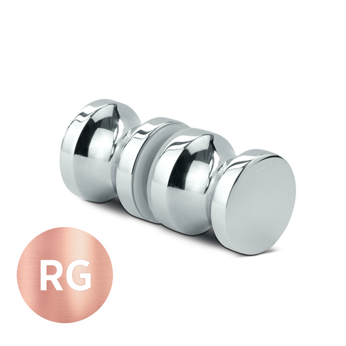 Douche deurknop Ø35x35mm, 2-zijdig glas 6-12mm, messing roségoud geborsteld