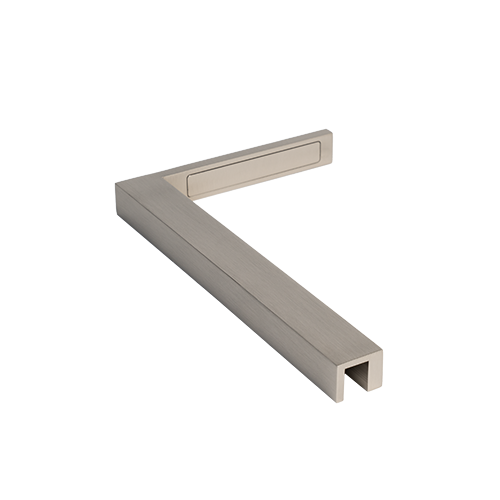 Stabilisierungswinkel Glas-Wand 90° links, Messing Edelstahl gebürstet