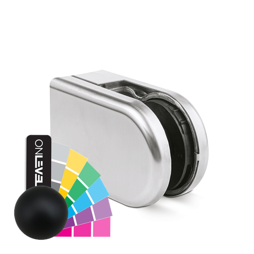 KRONOS D-shape, connection Ø42.4mm glass 8-12.76mm indoor use covercaps, steel RAL matt