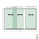 SunView model 1 right opening 3-lanes full height L=xxxxmm (max. 4000mm) H=xxxxmm (max. 2600mm), aluminum natural anodized (excl. locks, drivers and glass)