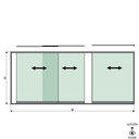 SunView Modell 1 rechte Öffnung 3-spurig halbe Höhe L=xxxxmm (max. 4500mm) H=xxxxmm (max. 1700mm), Aluminium natur eloxiert (exkl. Schlösser, Mitnehmer und Glas)