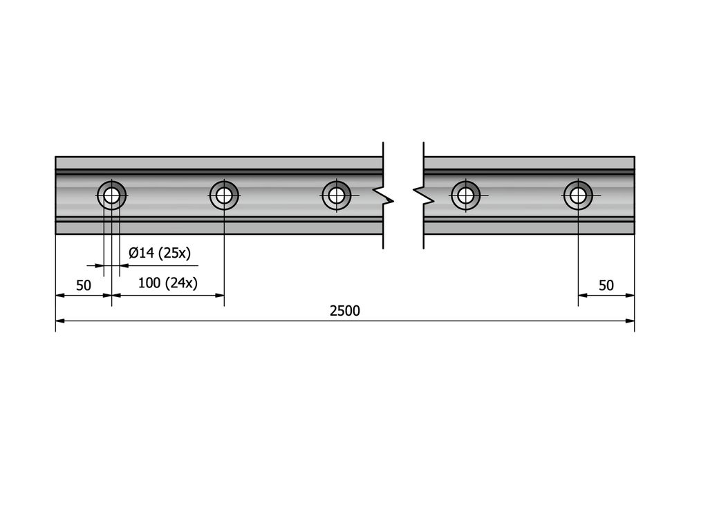 Glas Profil TL-6030, L=2500mm Aluminium natur eloxiert