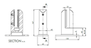 Glas bodemklem H=147mm glas 12-21.52mm, rvs 2205 geborsteld