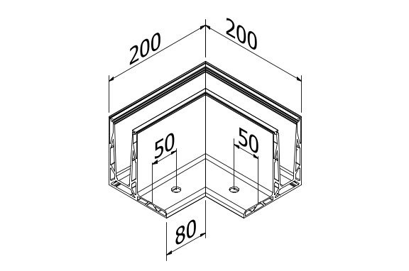 TL-3080 Binnenhoek 90° aluminium naturel geanodiseerd
