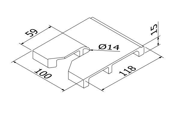 TL-6081 Afstandhouder dikte 15mm aluminium onbehandeld