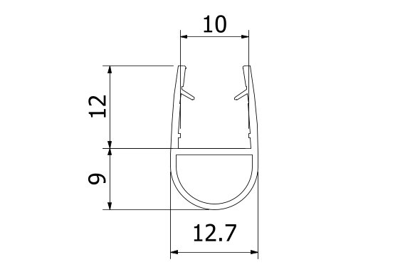 SUNVIEW deurafdichting met balg voor glas 10mm L=2800mm, kunststof transparant