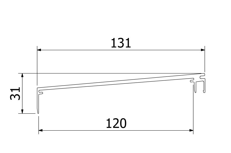 Top-cover 1.0kN, B=120mm, L=5000mm, aluminium onbehandeld