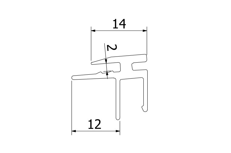 Top-cover 1.0kN, horiz. B=2mm L=5000mm, aluminium RAL (struct.)