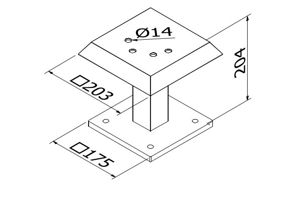 GUARDIAN OF THE UNIVERSE dakstaander voor staander 58x58mm H=200mm inclusief regenkap, staal verzinkt
