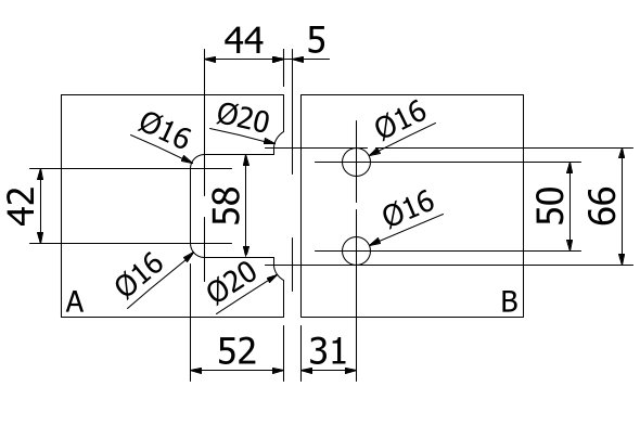 EXCITE douchedeur scharnier glas-glas 90°, 2-richtingen glas 8/10mm, messing Stealth Black