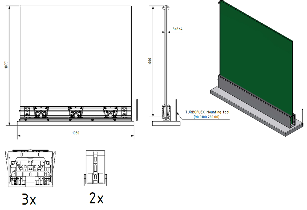 TURBOFLEX TL-6620 vloer display aluminium natuur geanodiseerd