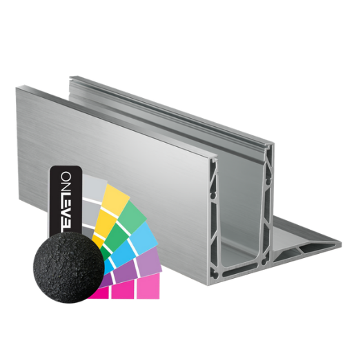 TF-3620 glas profiel L=2500mm, aluminium RAL structuur