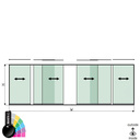 SunView model 1 left/right opening 3-lanes full height L=xxxxmm (max. 8000mm) H=xxxxmm (max. 2600mm), aluminum RAL shiny (excl. locks, drivers and glass)