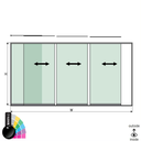 SunView model 1 opening links 4-baans volledige hoogte L=xxxxmm (max. 5000mm) H=xxxxmm (max. 2600mm), aluminium RAL glanzend (excl. sloten, meenemers en glas)