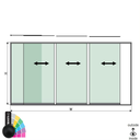 SunView Modell 1 linke Öffnung 4-spurig volle Höhe L=xxxxmm (max. 5000mm) H=xxxxmm (max. 2600mm), Alum. RAL matt (exkl. Schlösser, Mitnehmer und Glas)
