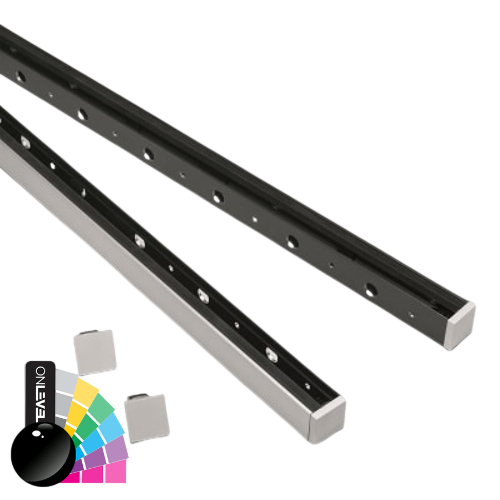 SKYFORCE-Top Satz inkl. Glasgummis für Glas 10.76/12.76mm Höhe 500mm, Aluminium RAL glänzend