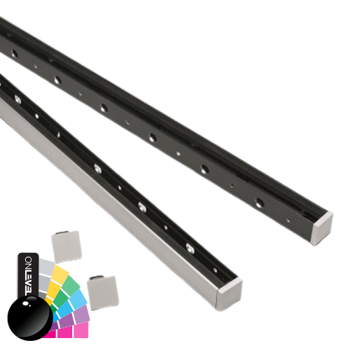 SKYFORCE-Top set incl. glas rubbers voor glas 10.76/12.76mm hoogte 500mm, alum. RAL glanzend