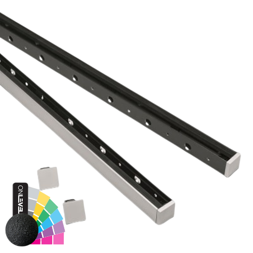 SKYFORCE-Top Satz inkl. Glasgummis für Glas 10.76/12.76mm Höhe 500mm, Aluminium RAL struktur