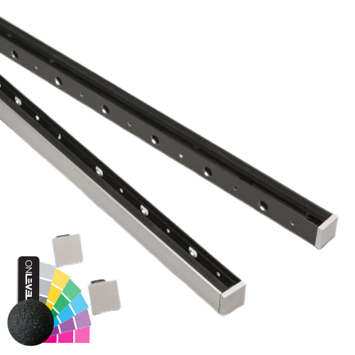 SKYFORCE-Top set incl. glas rubbers voor glas 10.76/12.76mm hoogte 500mm, aluminum RAL structure
