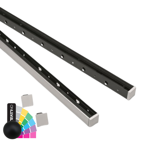 SKYFORCE-Top Satz inkl. Glasgummis für Glas 10.76/12.76mm Höhe 500mm, Aluminium RAL matt