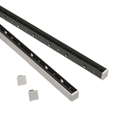 SKYFORCE-Slim Satz inkl. Glasgummis für Glas 10.76/12.76mm Höhe 1200mm beidseitige Abdeckung, Aluminium RAL struktur
