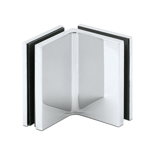 LIFT Eckverbinder Glas-Glas 90° mit Abdeckkappe, Glas 8/10mm, Messing glanzverchromt